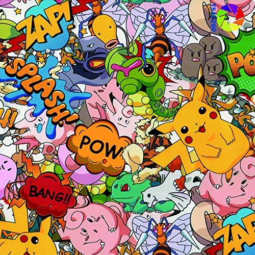 TSAUTOP Hydrographics Film 1.6FT Width Water Transfer Printing Film Pikachu Pattern (1.6FTX20FT)