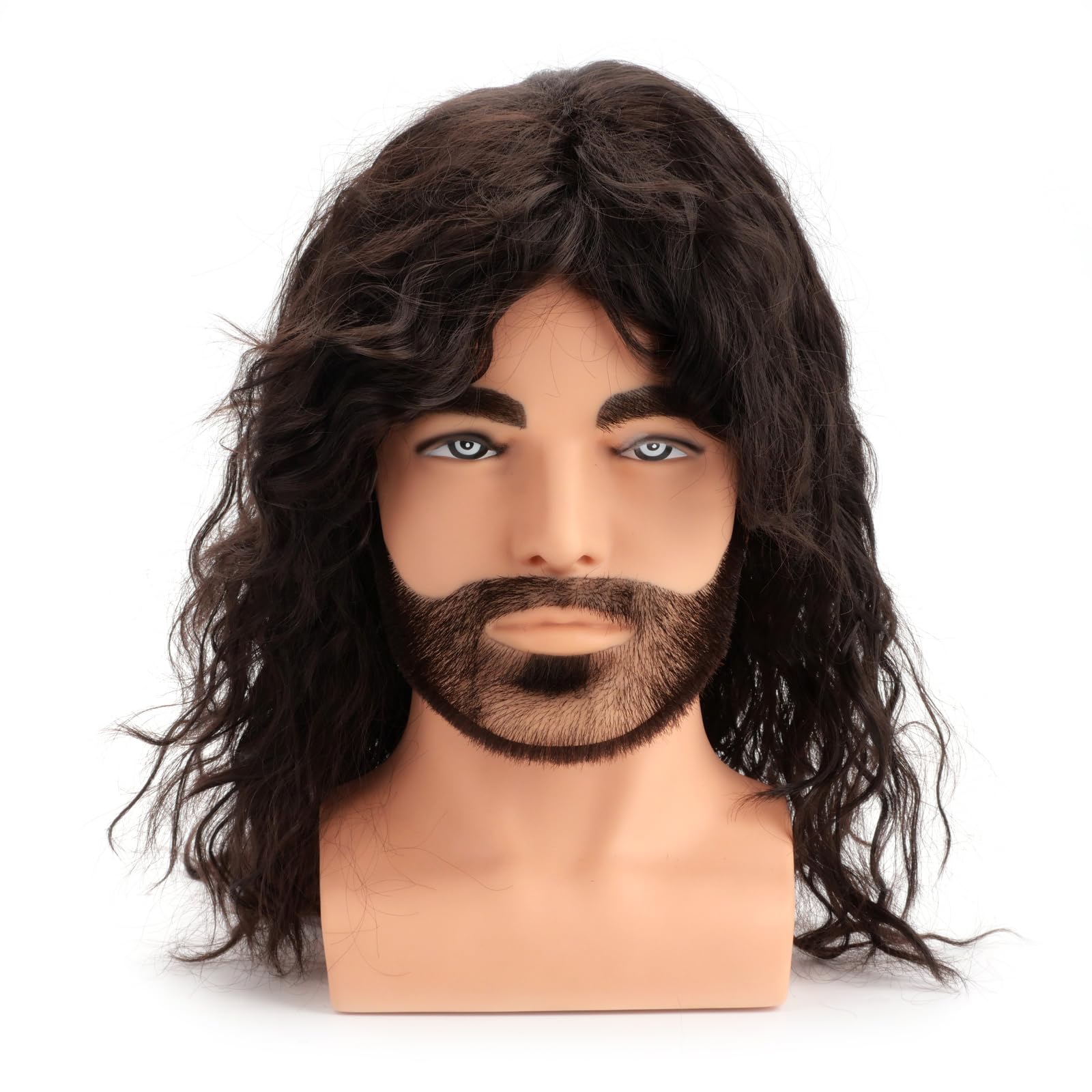 BERRYLION 80s Outfit | Long Brown Synthetic Curly Wig for Rocker Party