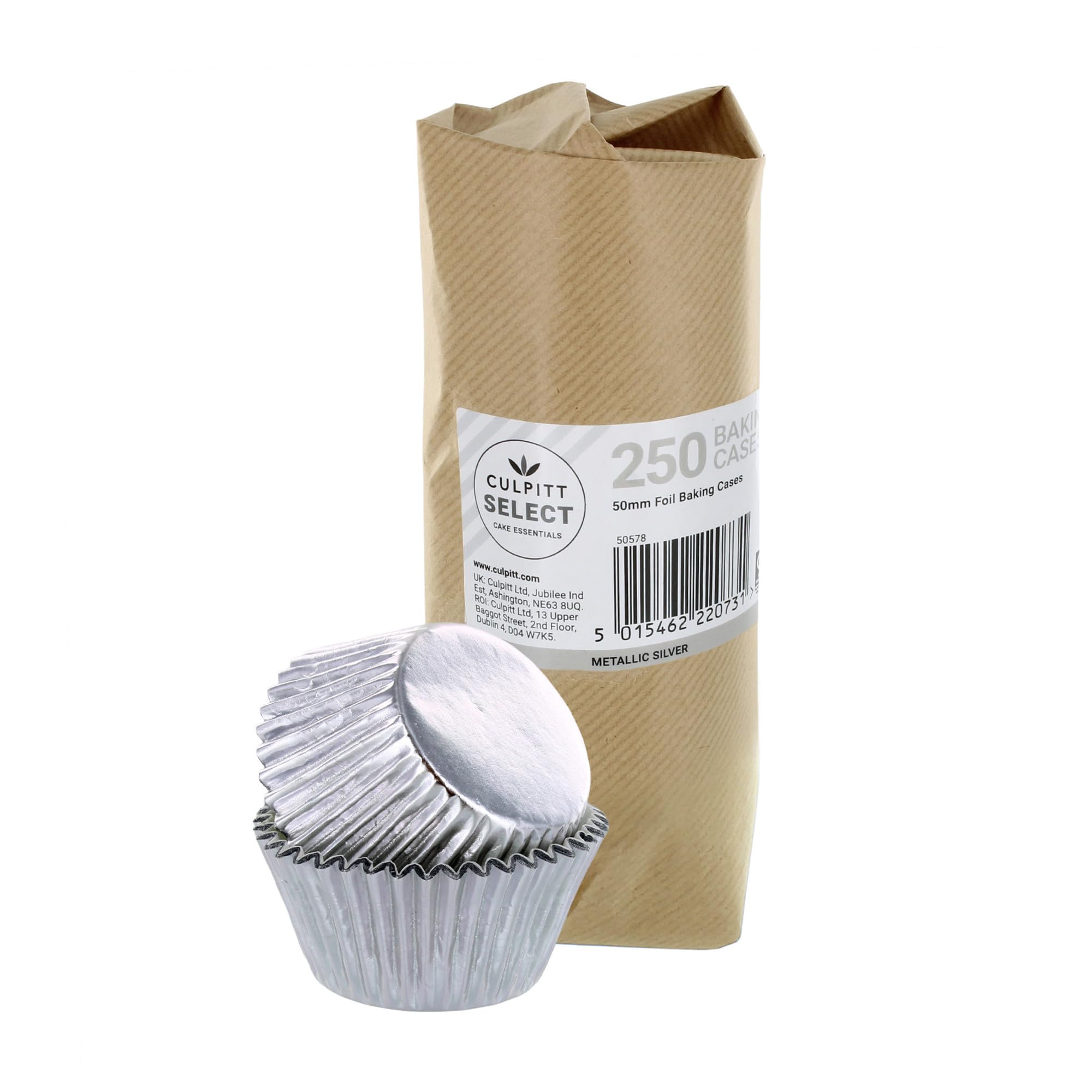 Culpitt Select Silver Baking Cases, Premium Foil Baking Cups, 50mm Cupcake Cases - Extra Large Pack of 250, packaging may vary