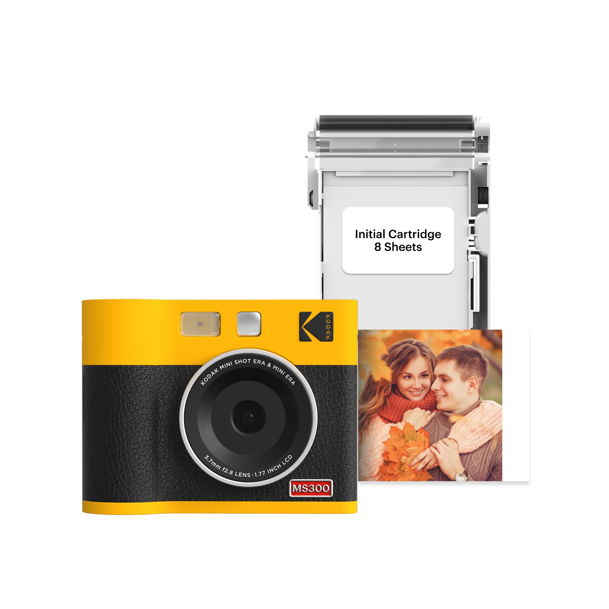 KODAK Mini Shot 3 ERA 4PASS 2-in-1 Instant Camera and Photo Printer (7.6 x 7.6 cm) Instant Camera + 8 Sheets, Yellow