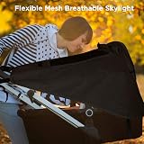 WD&CD Pram Sunshade Sun Cover with Viewing Window for Strollers UV 50+ Black view 7
