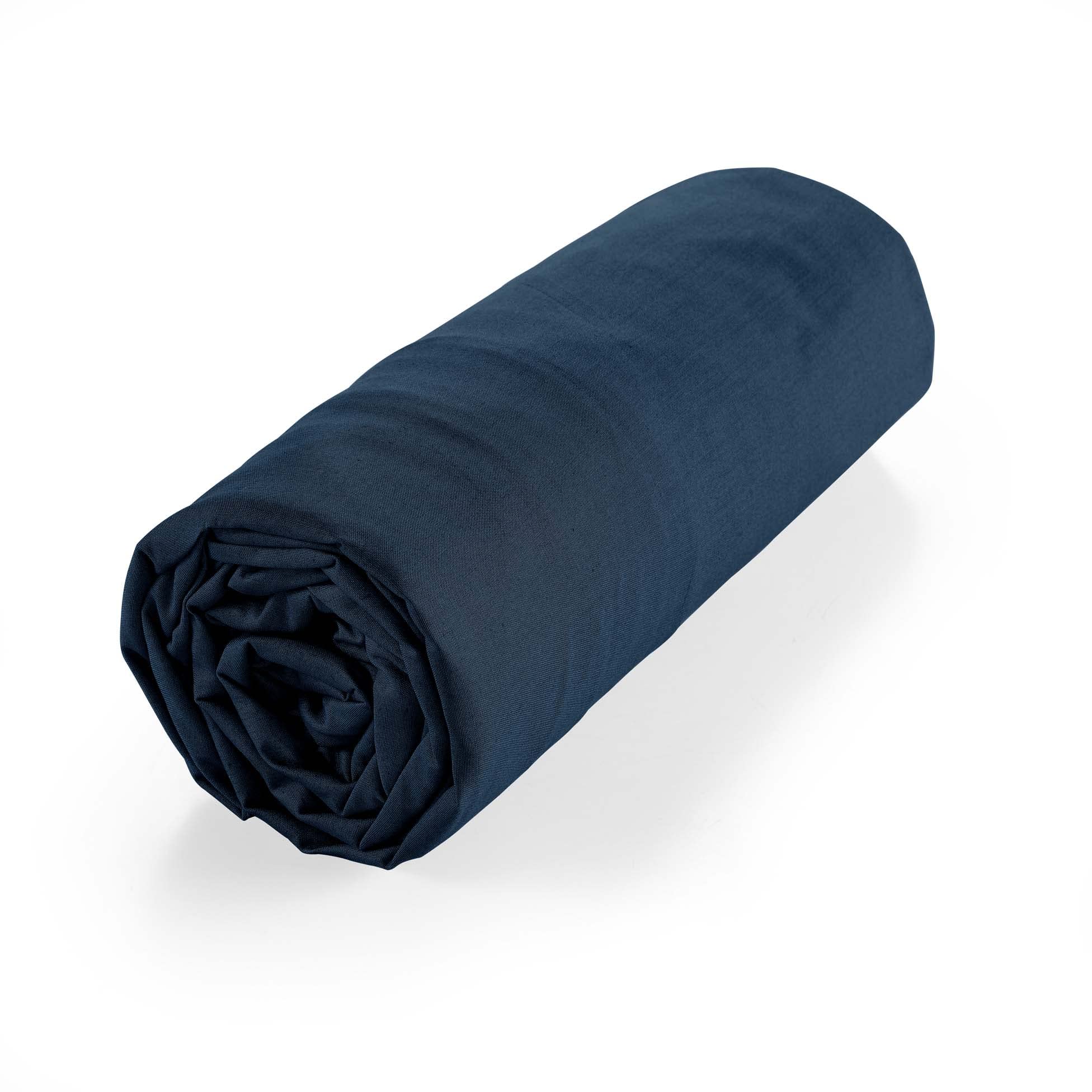 douceur d'intérieur, Biolina Fitted Sheet (140 x 190 cm) Midnight Blue, 100% Organic Cotton — image 1