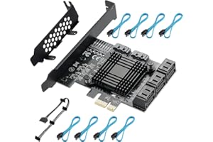 YUNKOZAND PCIE 1X SATA Card 8 Ports,with 8 SATA Cables and Low Profile Bracket, PCIE to SATA 3.0 6 Gbps Controller, PCIE to S
