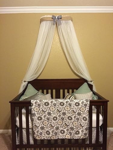 Amazon Com Princess Bed Canopy Crown Burlap Free White Sheer