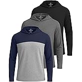 Real Essentials 3 Pack: Men's Dry Fit Wicking Long Sleeve Fishing Active Hoodie Pullover Sweatshirt (Big & Tall)