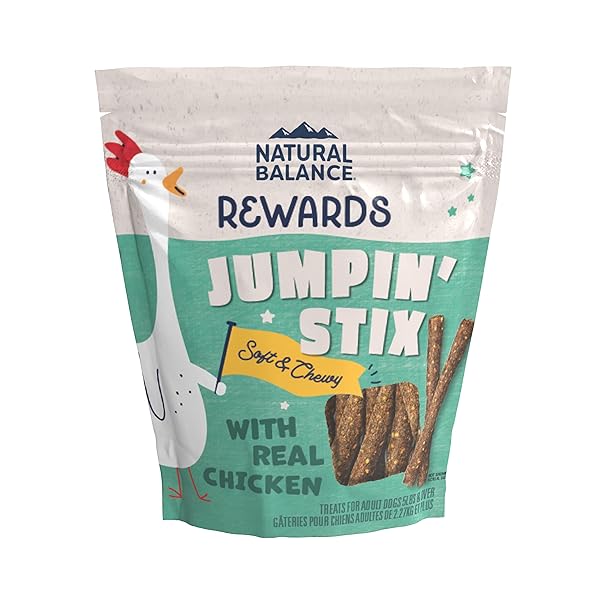 NATURAL BALANCE LIMITED INGREDIENT REWARDS JUMPIN’ STIX, GRAIN-FREE DOG TREATS FOR ADULT DOGS OF ALL BREEDS, CHICKEN RECIPE, 10 OUNCE (PACK OF 1)