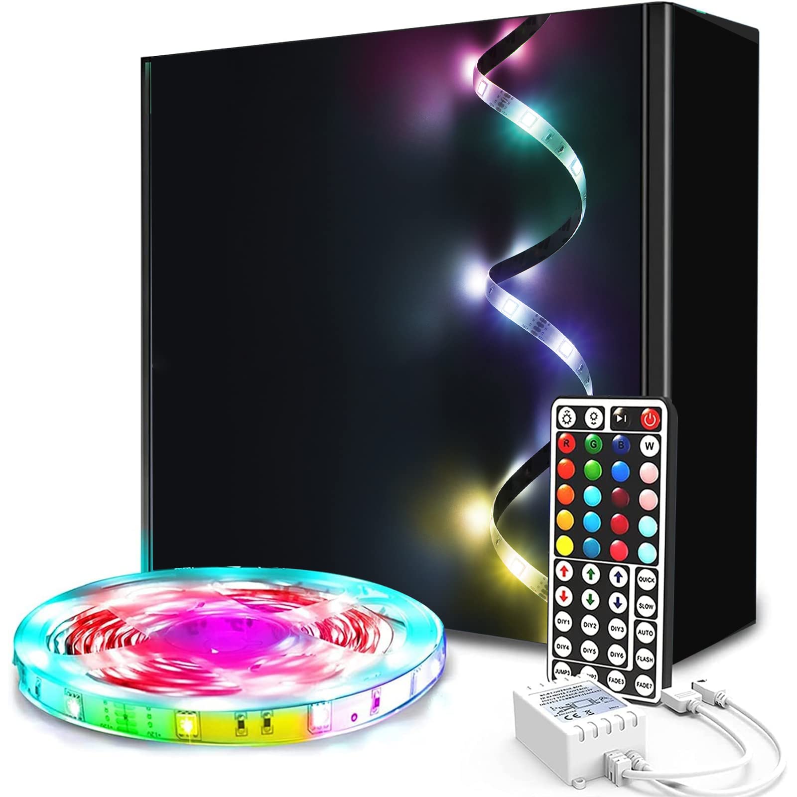phopollo 24v Led Strip Light, 7.5m Led Strip Lights with 44 Keys Remote, Flexible RGB Colour Changing Led Lights for Bedroom 1 Roll [Energy Class A++]