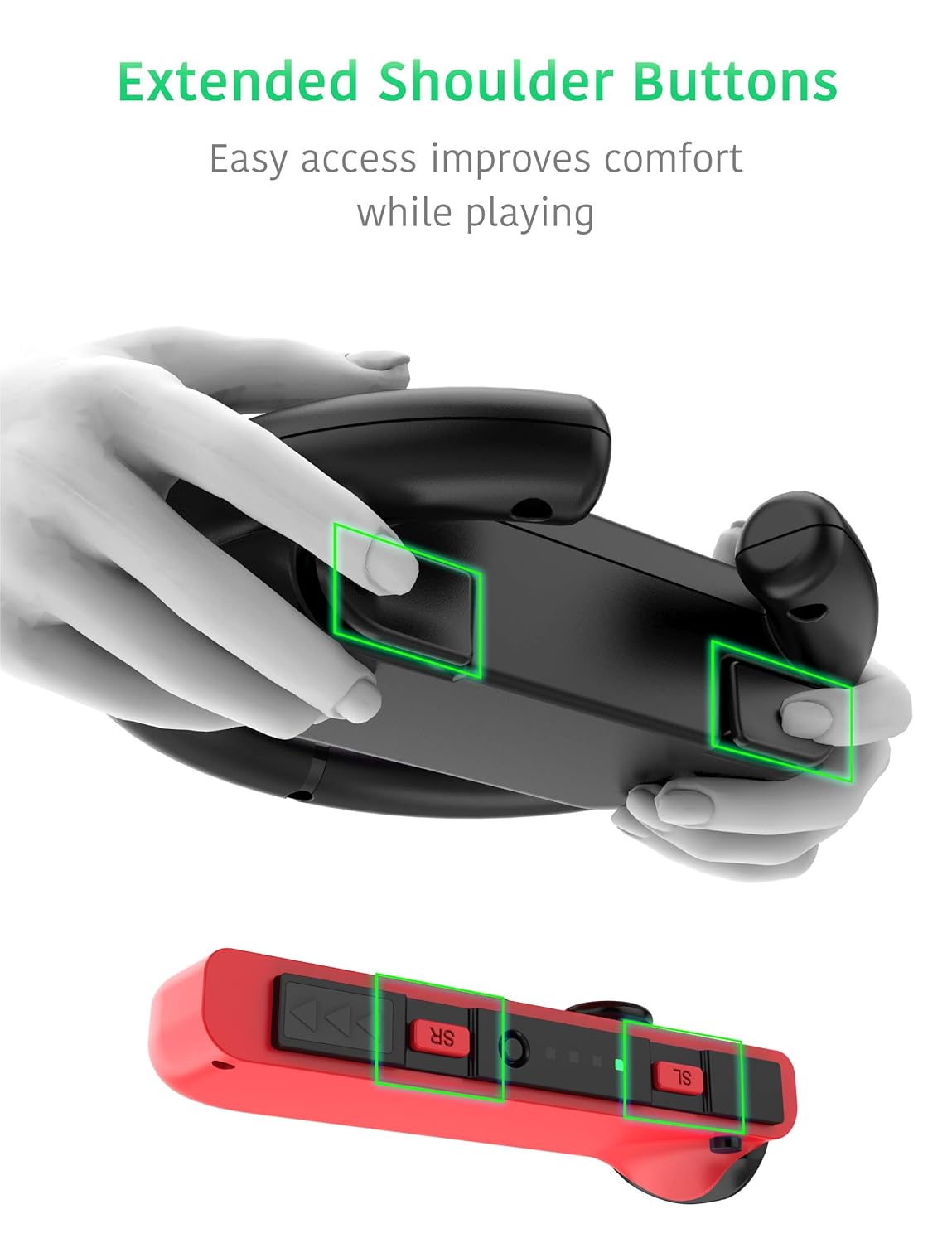 Steering Wheel Controller for Nintendo Switch (2 Pack) by TalkWorks | Racing Games Accessories Joy Con Controller Grip for Mario Kart, Black: Video Games