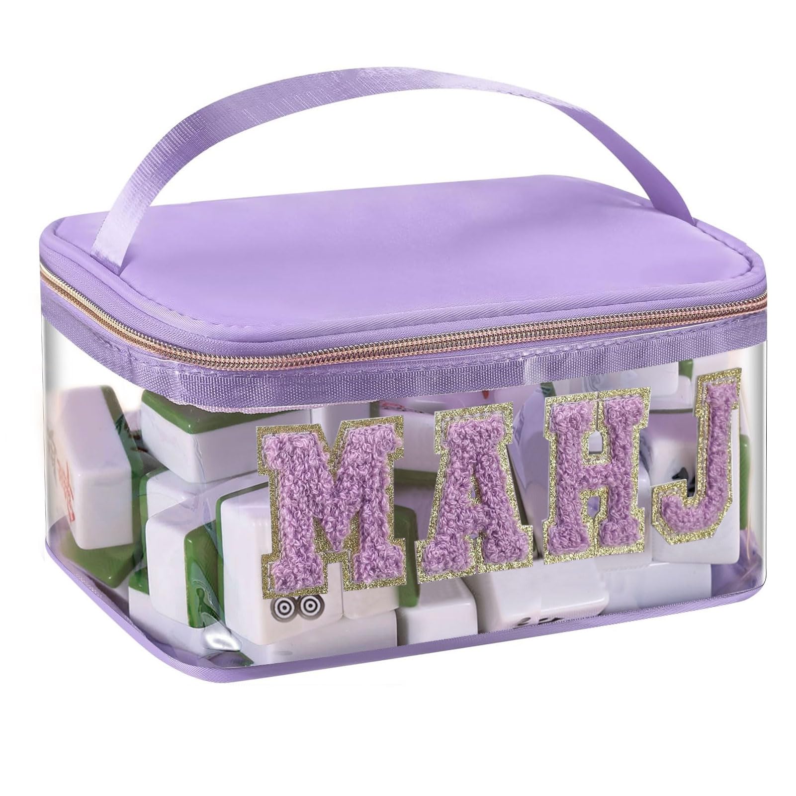 Photo 1 of Azsailbot Mahjong Tiles Bag, Empty Mahjong Bag Tiles Bags, American Mahjong Rack Storage, Clear Tiles Storage, Case Only (purple)