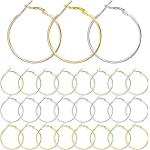 FANMAOUS 60Pcs Round Hoop Earring Findings Stainless Steel Earrings Beading Making Open Beading Hoop for Jewelry Making DIY Crafts Art Creation (40mm)