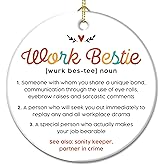 REXXNOX Work Bestie Ornament - Coworker Christmas Ornaments - Work Bestie Gifts for Workmate, Colleagues, Boss, Managers, Favorite Coworkers - Office Decorations Ceramic Xmas Ornaments Exchange Ideas