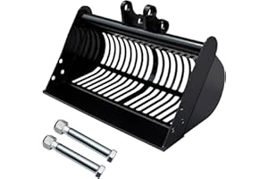 DANWIWEE Mini Excavator Screening Bucket, Excavator Attachments Soil Sieving Buckets 23.6inch/600mm for Small Digger, Filtration w/Pins Skeleton Screen Bucket Filtering and Sorting Materials