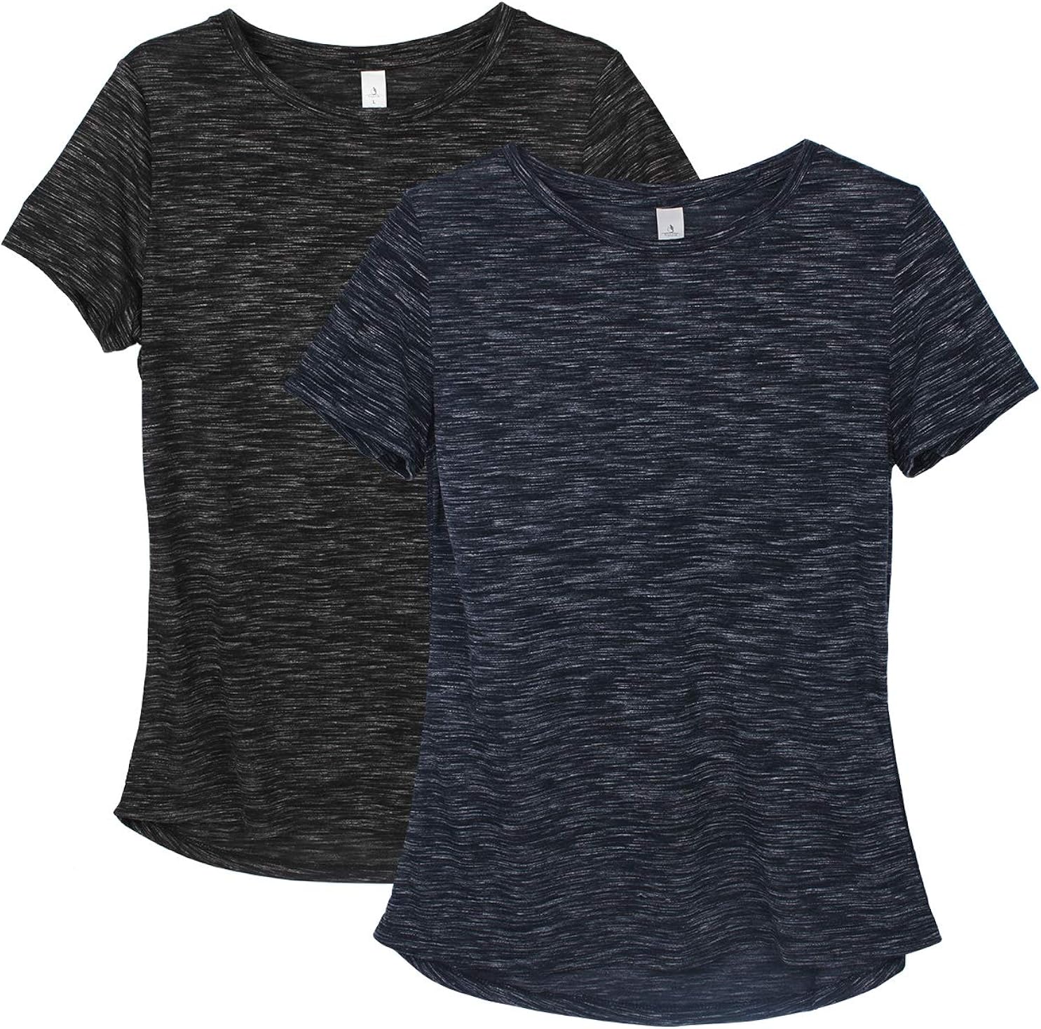 icyzone Workout Shirts for Women - Yoga Tops Gym Clothes Running Exercise Athletic T-Shirts for Women(Pack of 2) at  Women’s Clothing store