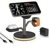 3 in 1 Charging Station for Apple Devices, Fast Charging Magsafe Charger Stand with LED Light and 20W PD Adapter, Wireless Nightstand Charger for iPhone17/16/15/14/13/12 Series,AirPods,iWatch and More