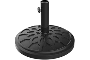 Umbrella Base - Heavy-Duty 19lbs Weighted Outdoor Stand for Patio Table, Tilt, and Lightweight Freestanding Umbrellas by Pure Garden (Black)
