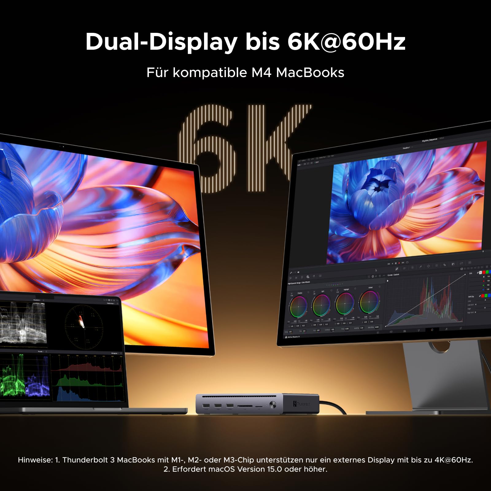 UGREEN Maxidok Thunderbolt 5 Dock, Dual 6K@60Hz/ 4K@120Hz, 120Gbps Datentransfer, 3*USB A Ports, 100W Aufladen, SD&TF Kartenleser, Ethernet, TBT5 Dock für TBT5/4 MacBooks and Windows-Laptops 2
