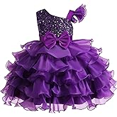 Lamgool Girls Formal Dress Toddler Pageant Rainbow Princess Ruffle Flower Elegant Tutu Sequin Ball Gown for Baby Girls Spring