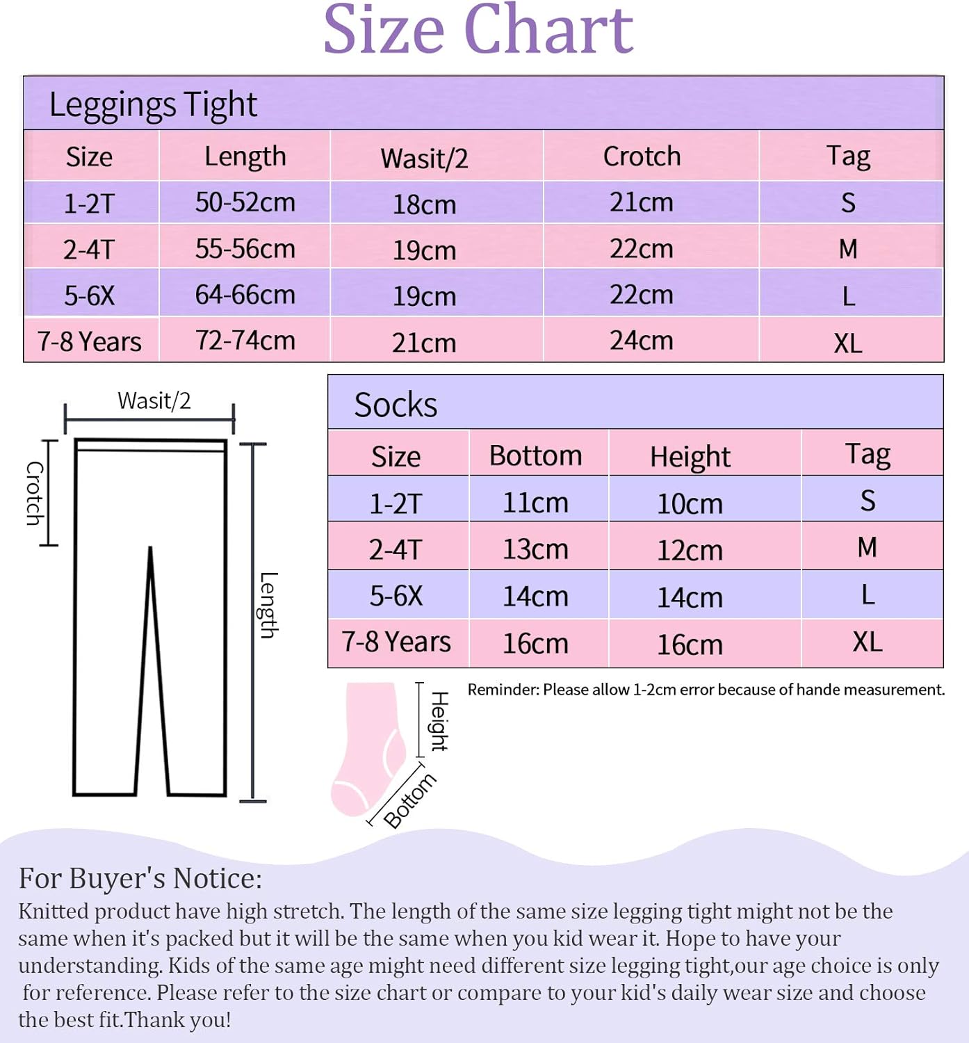 BOOPH 4 Pairs Girls Leggings Pants Sock Set Footless Knits Tights Stockings: Clothing