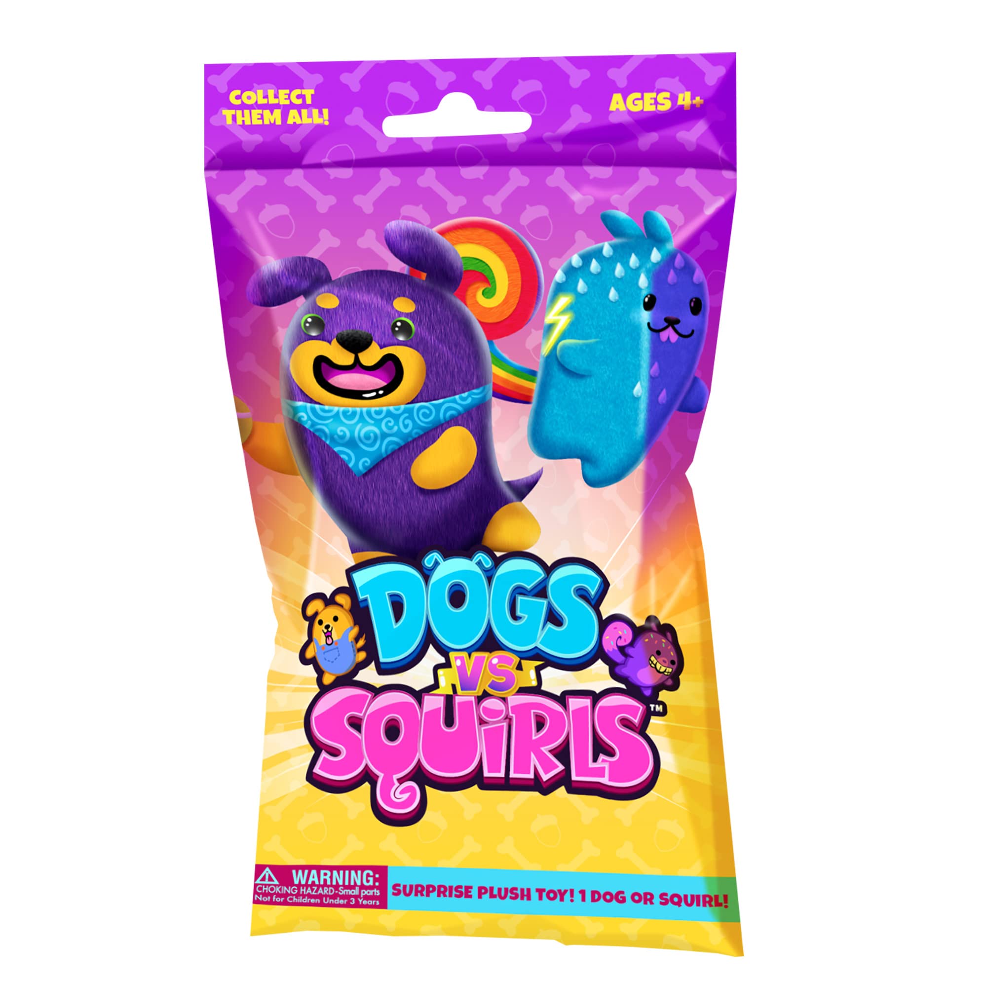 Dogs vs Squirls - Mystery Bag - 1pk - 4" Bean Filled Plushies! Collect These as Desk Pets, Fidget Toys, or Sensory Toys for Kids, Boys, & Girls!