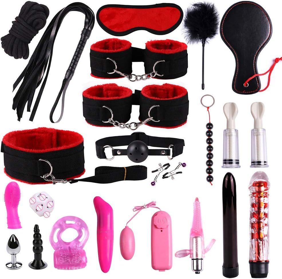 Ruinika New Plush Set Toy Suit 22 PCS Nylon Leather Kit Special Bundled Binding Set New Yoga Plush Leather Set Yoga Set SM Kit for Couple Adult Sexy Suit, Nylon Leather Suit, Plush Set Sexy Toy