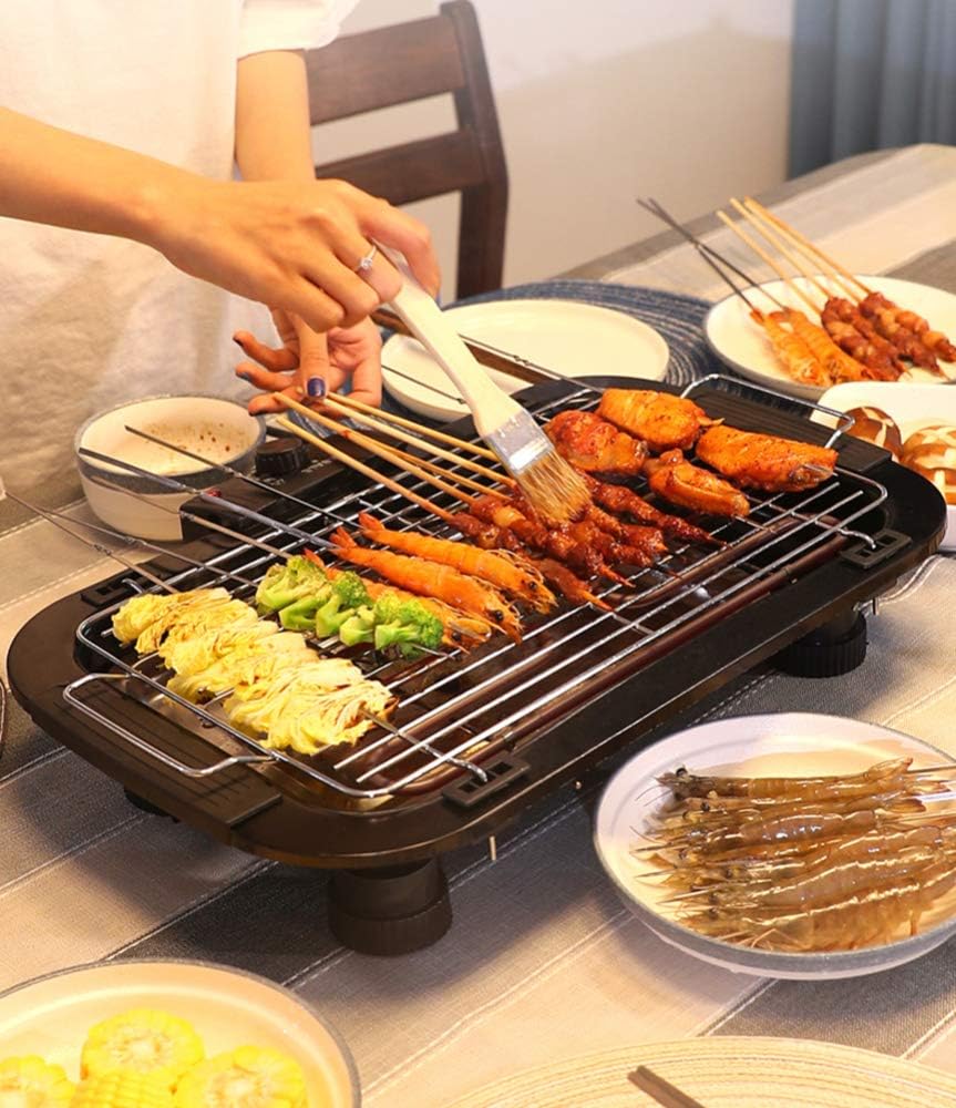 review Indoor Electric Barbecue Grill Korean Smokefree BBQ Table Ith Adjustable Temperature 2000w High Power for Home Outdoor Courtyard Dinner
