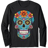 Halloween Sugar Skull Calavera Long Sleeve T-Shirt