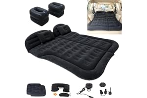 Onirii Inflatable SUV Air Mattress,Thickened Flocking Inflatable Car Camping Travel Air Mattress with 2 Pillows & Air Pump,Portable Car Sleeping Bed for SUV|MPV|Minivan