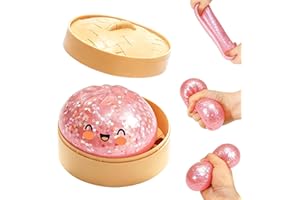 Glitter Dumpling Squishy, Big Mystery Dumplings Squishies Box, Cute Bao Bun Fidget Real Office Desk Decor, Soft Sensory Squee