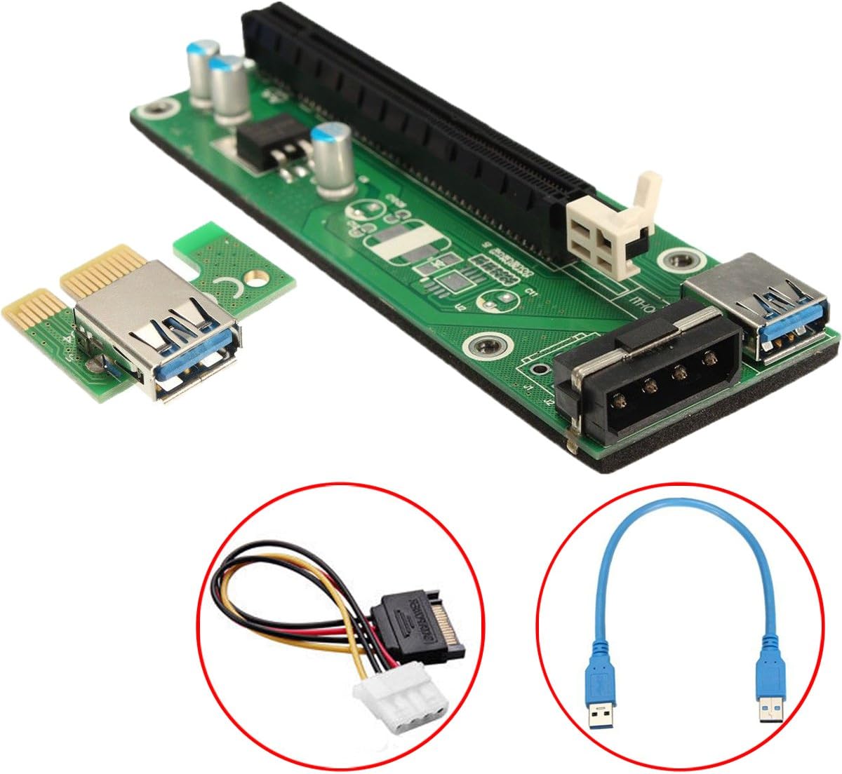 PCI-E Riser Board USB 3.0 PCI Riser Flexible Extension Cable w/ Molex 4 Pin Power Connector for Bitcoin Litecoin Ethereum Monero Xmr Dash Neucoin Altcoin Colorcoin Mining USB 3.0 Cable