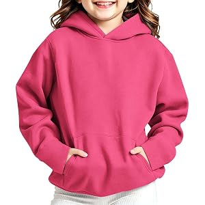 Girls Hooded Sweatshirt Fleece Long Sleeve Sweatshirt with Kangaroo Pocket | cute girl hoodies,lightweight hoodies,casual