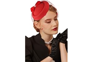 Cizoe Fascinator Hats for Women 20s 50s Vintage Pillbox Hat Kentucky Derby Fascinators Flower Veil Wedding Tea Party Hat