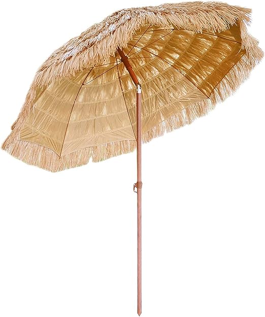 WeZest Hawaii Straw Parasols, 1.8m Large Patio Umbrellas Hawaiian Beach