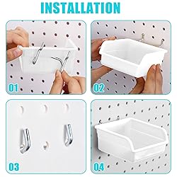 Yookeer 20 Pcs Pegboard Bins and Cups with Hooks