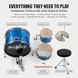 Music Alley Junior Drum Kit 3 Piece with Stool and Drumsticks view 2