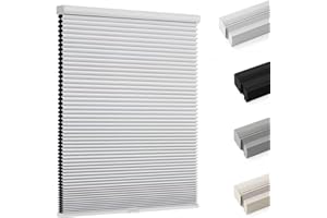 Youngoo Blackout Cellular Shades, Honeycomb Blinds for Indoor Windows, 1.5 inch Cell Pleated Size 33'' W x 72'' H, Pull Down Thermal Window Coverings for Winter, White, CEL33WT72J