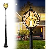 TIGKHAE 93In Outdoor Lamp Post Light E26 Hard Wired High Pole Post Lighting with Waterproof Amber Glass Shade Vintage Street 