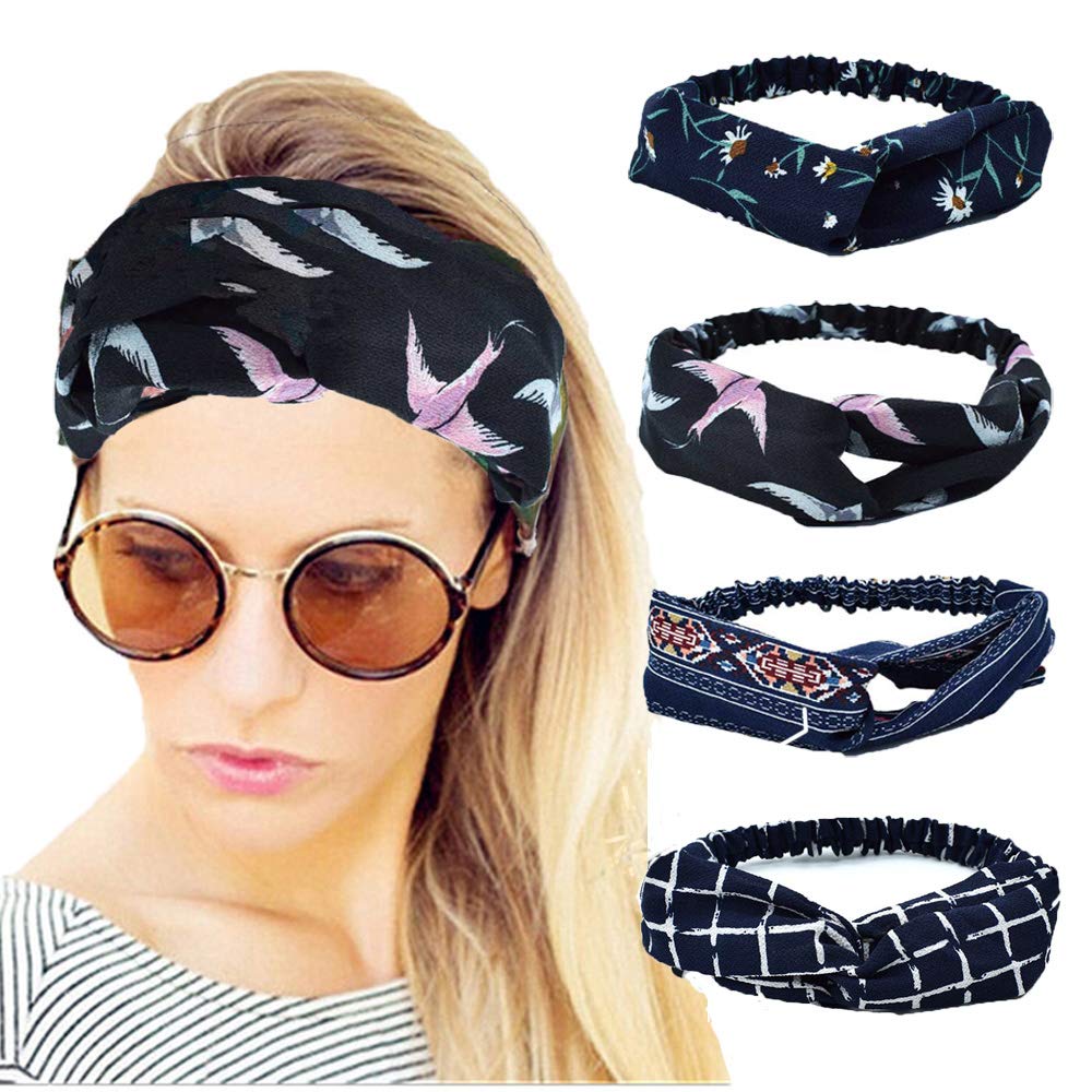 Womens Headbands Elastic Turban Head Wrap Cute Hair Band Men