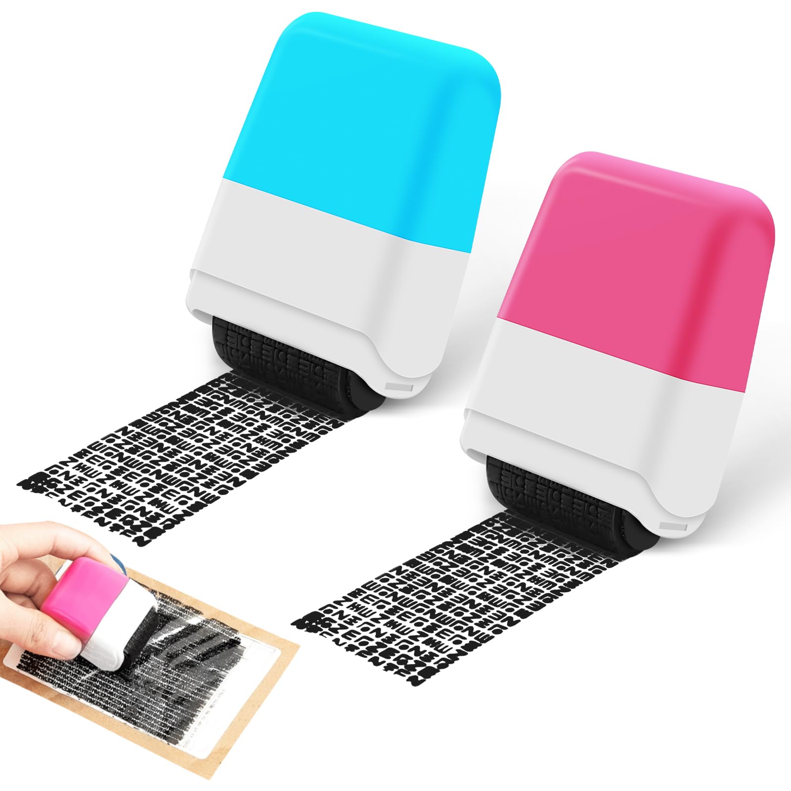 Photo 1 of 2 PCS Identity Theft Protection Roller Stamp, Protect Your ID Theft Protection Roller Stamp, Wide Roller Stamp for Mail Address ID Blackout