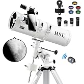 HSL 150EQ Astronomical Reflector Telescope for Adults high Powered,150mm Aperture Professional Telescopes for Adults Astronomy,Comes with 5 Color Filters Set and 3X Barlow Lens