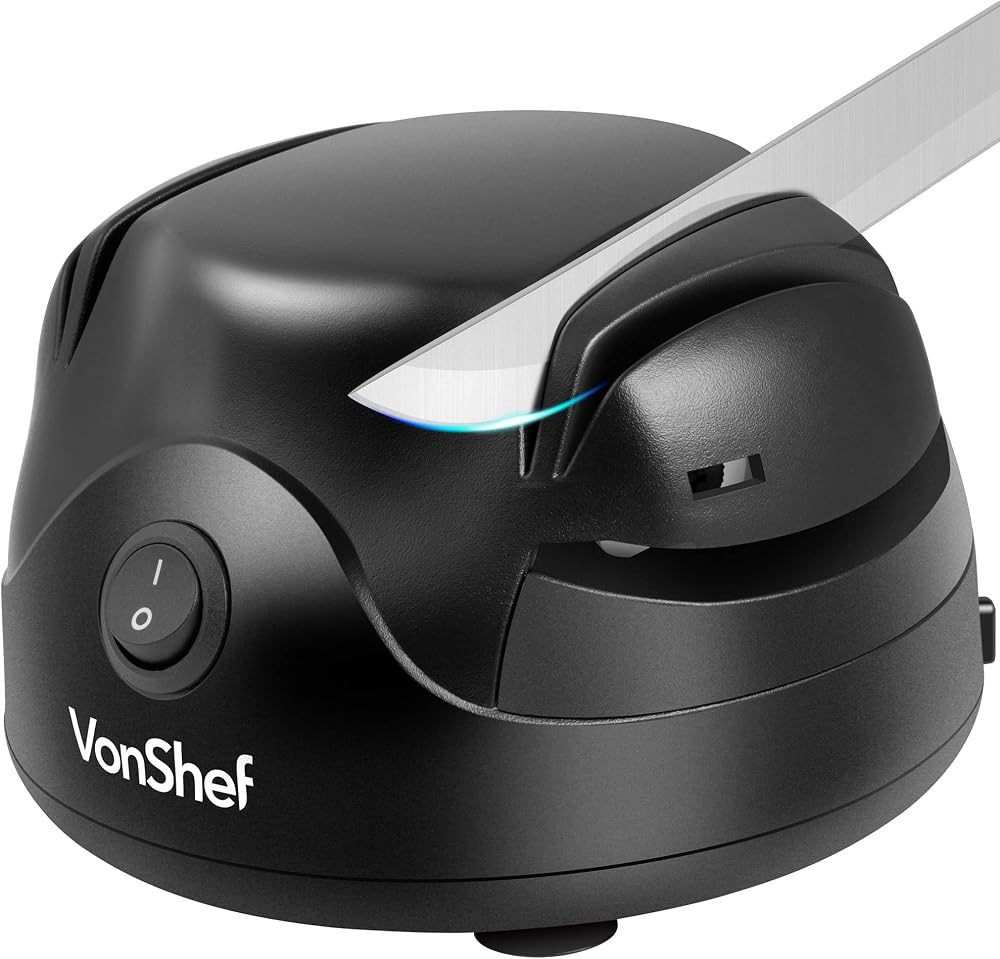 VonShef Electric Knife Sharpener 60W 2-Stage Scissor Sharpener with Cord