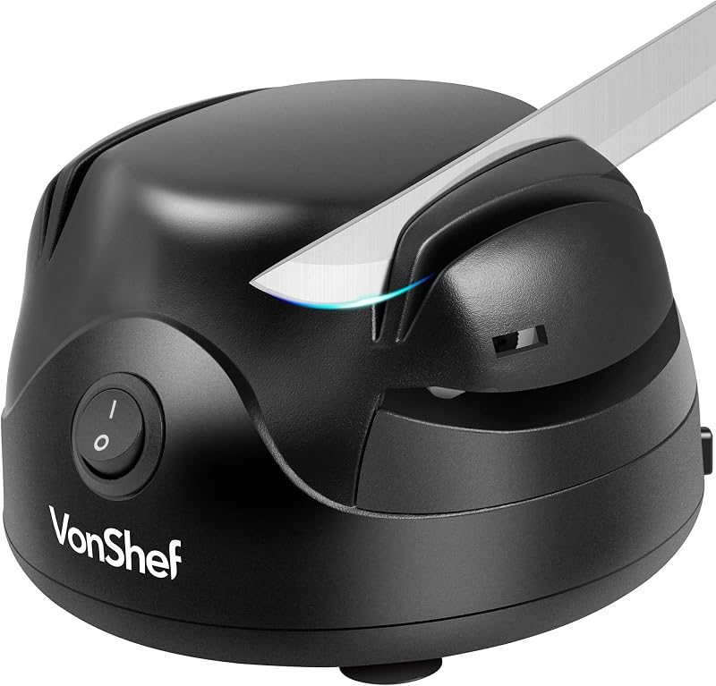 VonShef Electric Knife Sharpener 60W 2-Stage Scissor Sharpener with Cord