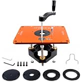 O'SKOOL Router Lift System, 3-1/2" Router Motor Fit, Aluminum Plate, RTS05 | 11-3/4" X 9-1/4" Router Table Insert Plate with Cam Wheels and Leveling Screws for Better Fit and Alignment