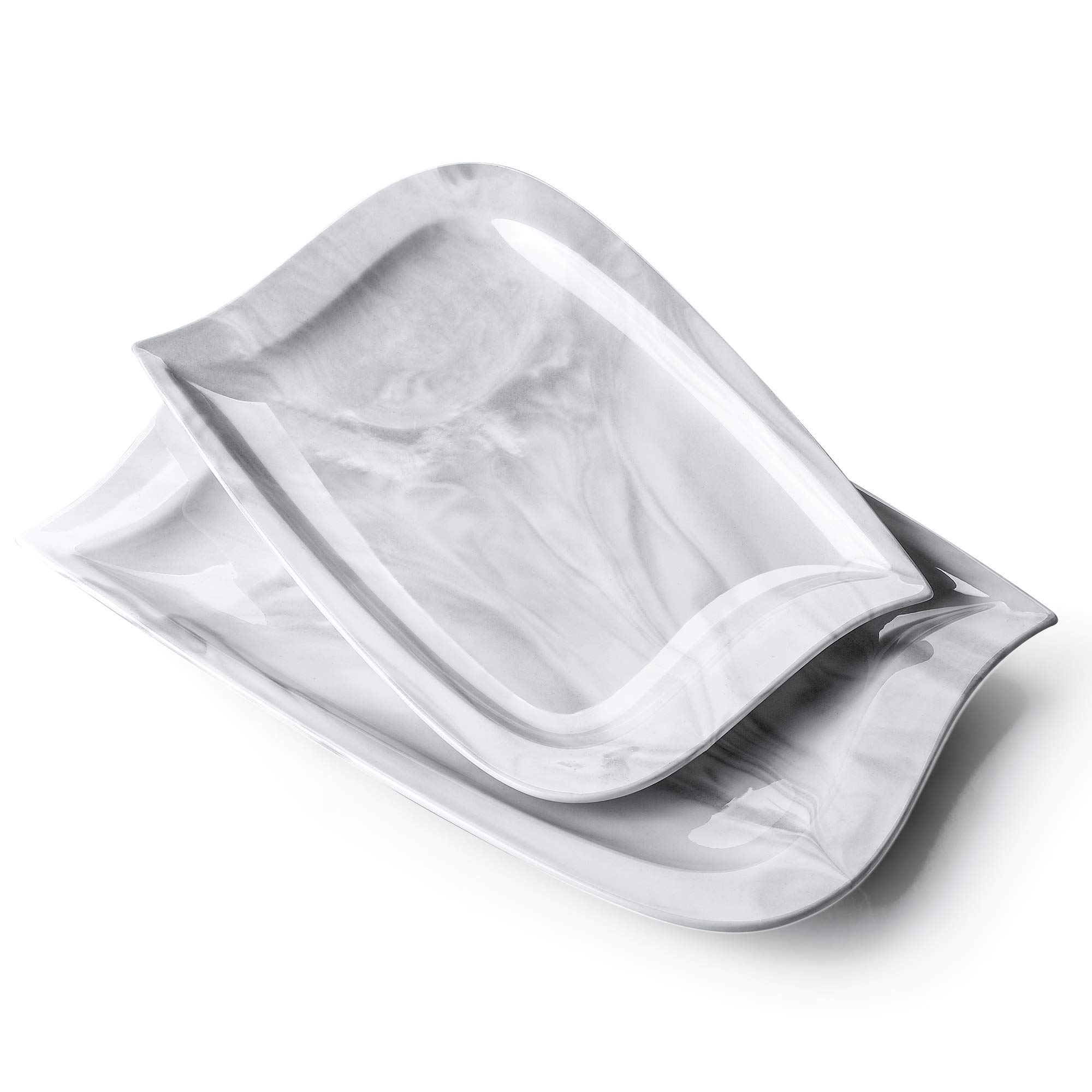 MALACASA Serving Platter, 2 Piece 11"and 13" Porcelain Serving Dishes, Dinnr Plates Dessert Plates Serving Tray for Parties, Platters for Serving Food, Sushi,Dessert, Series Elvira, Marble Grey