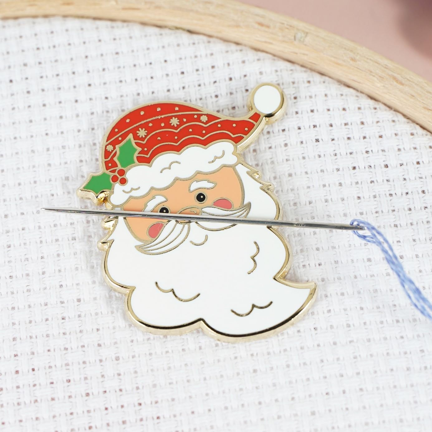 Santa Face Magentic Needle Minder from Caterpillar Cross Stitch - for Cross Stitch, Sewing, Embroidery and Needlework Accessories, Enamel