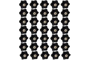 Sekonow 35PCS 6 Star Knobs 1/4-20 Knob Female Threaded Knobs Hexagon Head Screw T Track Knobs Nuts Accessories