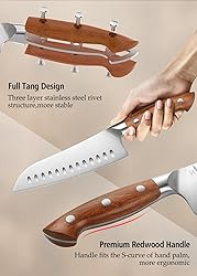 HEZHEN Santoku Chef Knife-7.3 inch Blade German DIN