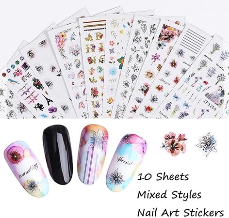 Amazon Lookathot 10シート自己嫌悪3dデザインネイルアートステッカーデカールレトロ宮殿マスクパターンマニキュアdiy装飾ツール Lookathot シール ステッカー 通販