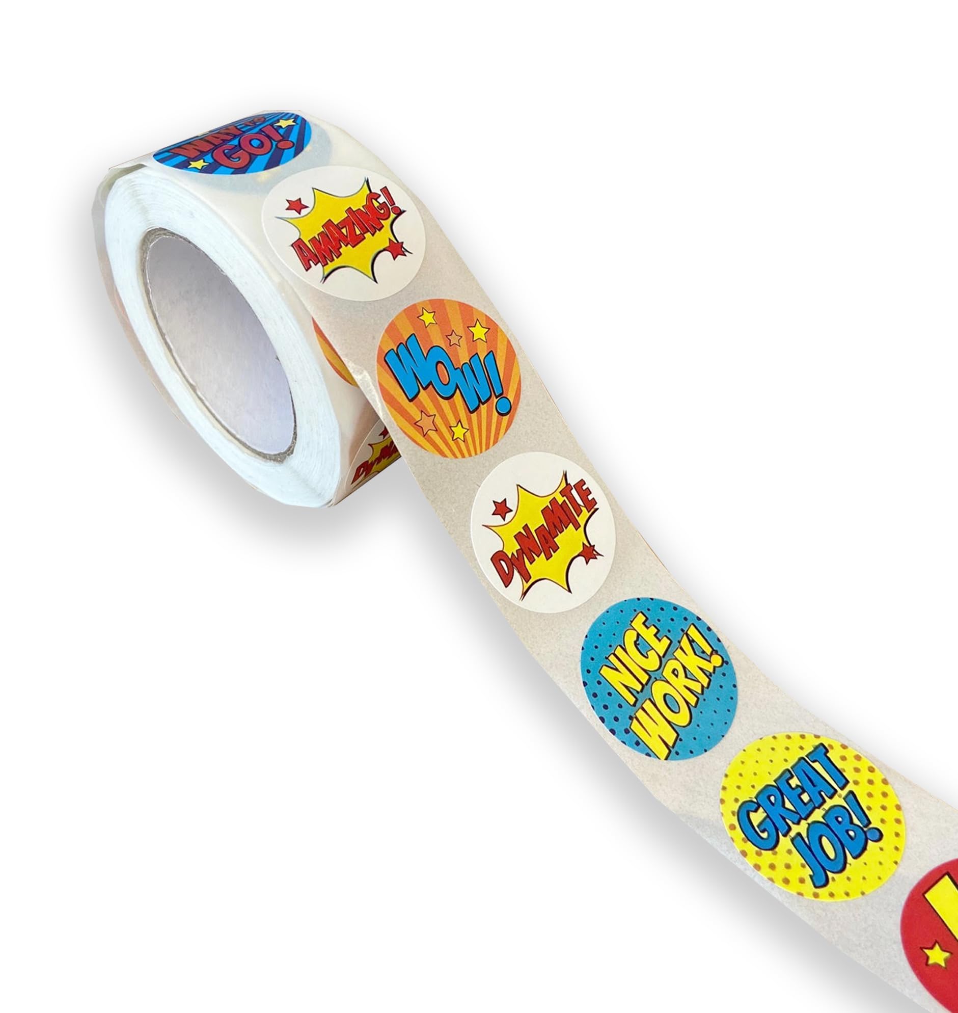500PCS Reward Stickers, School Stickers 1 Roll, Comic Book Style, Children Students Teachers Classroom Good Behaviour Stickers in 8 Designs (Design 1)