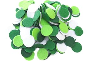 Playfully Ever After Green, Dark Green, Light Green & White Craft Felt Circles (1 Inch - 200pc)