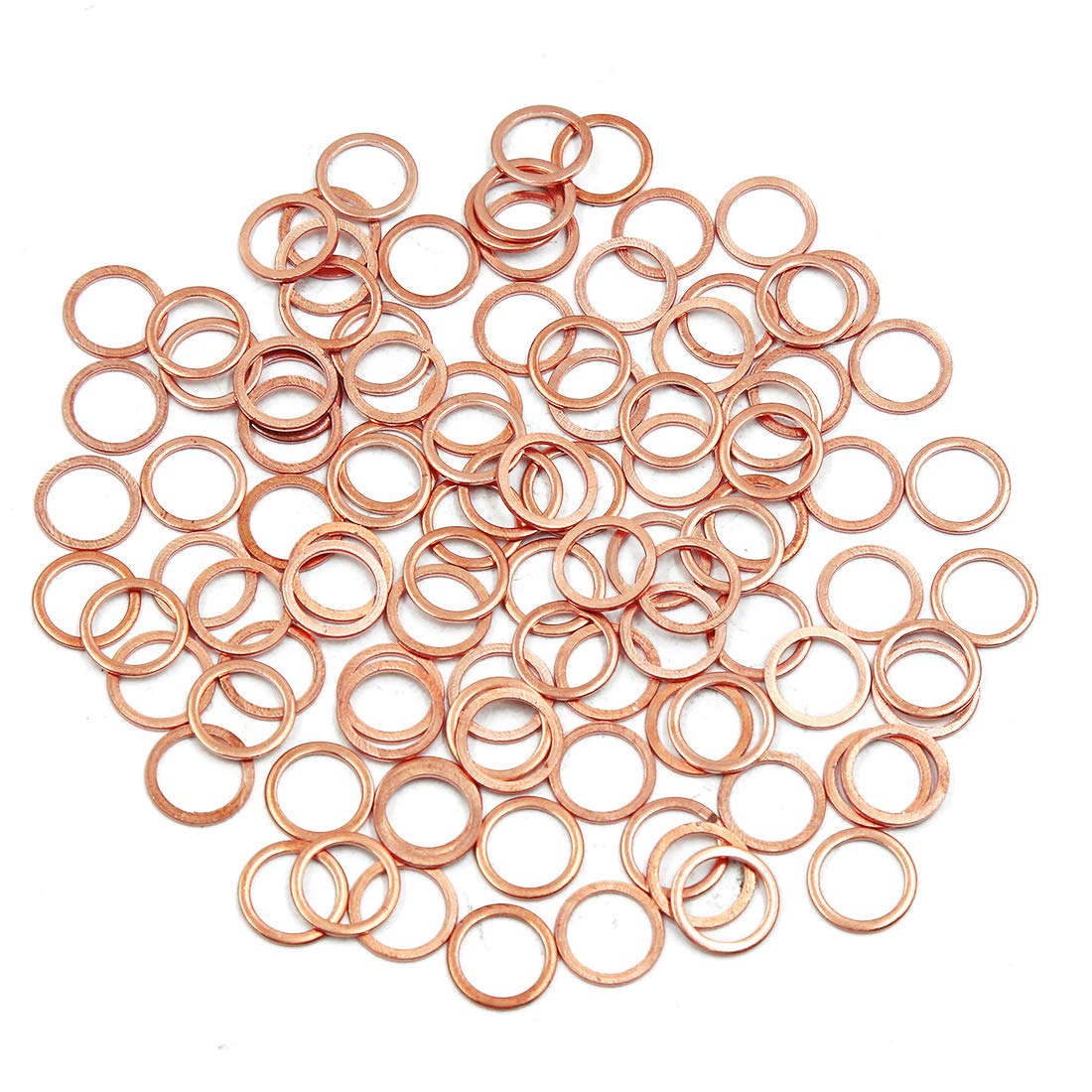 X AUTOHAUX 100 Pcs 10mm Inner Diameter Copper Washers Flat Sealing Gasket Rings